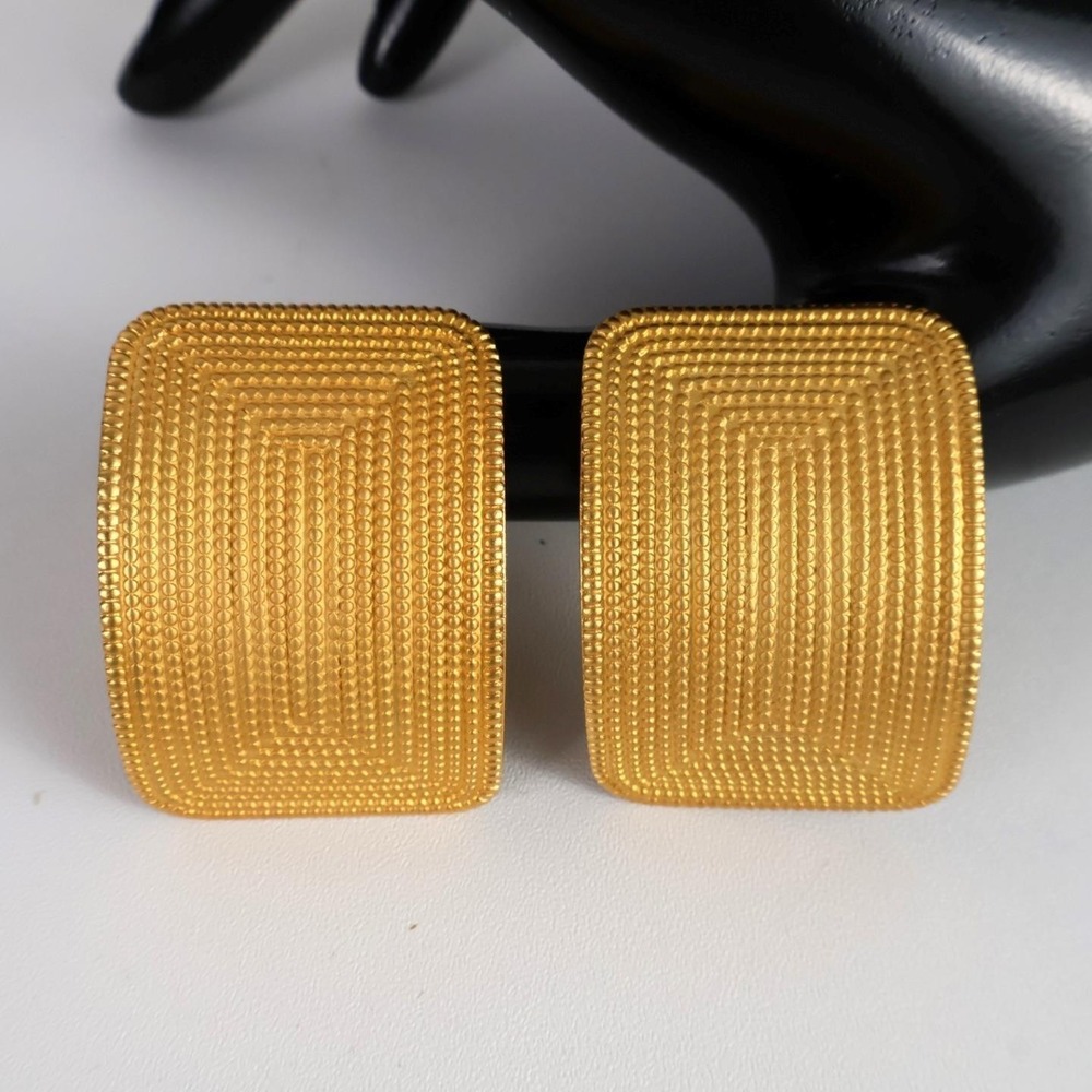 Vintage Norma Jean Matte Gold Clip Earrings Chunky Textured Statement 80's 90's